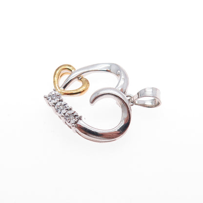 RL Richline Sterling Silver 2-Tone Real Diamond Heart Minimalist Charm Pendant