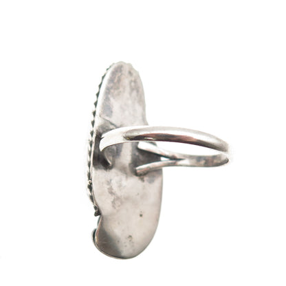 Old Pawn 925 Sterling Silver Vintage Southwestern Turquoise Feather Ring Size 8
