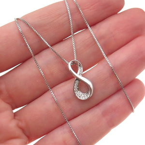 925 Sterling Silver Round-Cut C Z Infinity Box Chain Necklace 18"