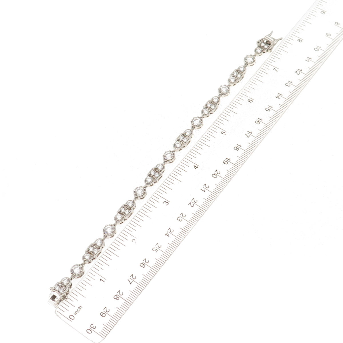 925 Sterling Silver Round-Cut C Z Bohemian Bracelet 7"