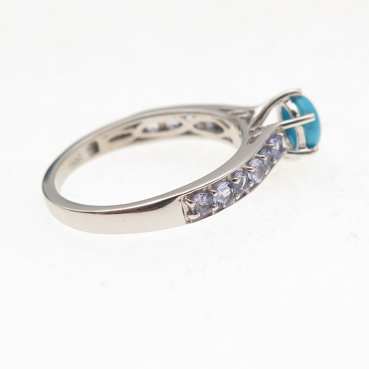 Chuck Clemency 925 Sterling Silver Real Turquoise & Tanzanite Ring Size 7.25