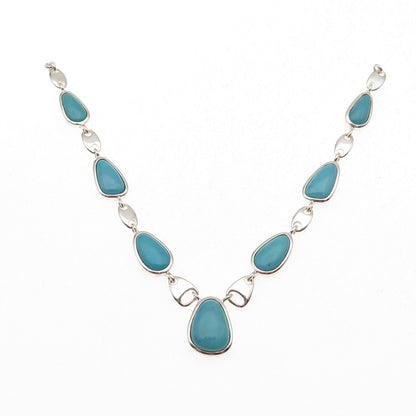 Whitney Kelly Sterling Silver Vintage Real Turquoise Centerpiece Necklace Part