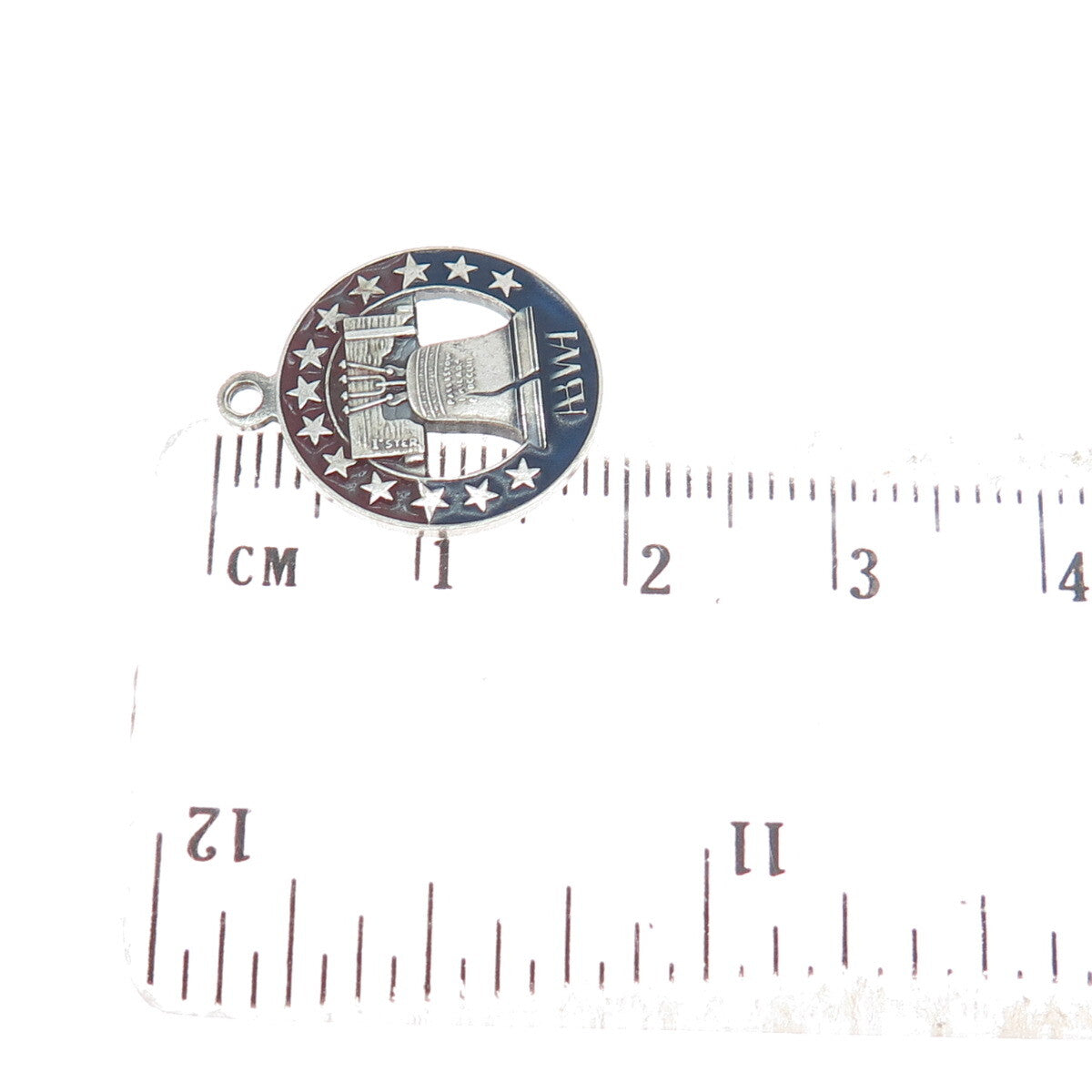 925 Sterling Silver Vintage 1976 Enamel Beyond Our Heritage Liberty Bell Pendant