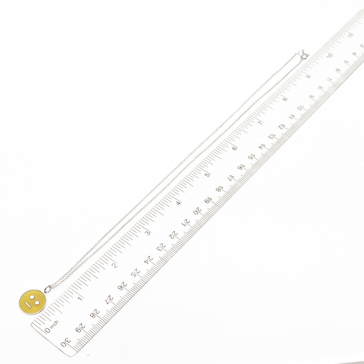925 Sterling Silver Yellow Enamel Distorted Face Emoji Cable Chain Necklace 18"