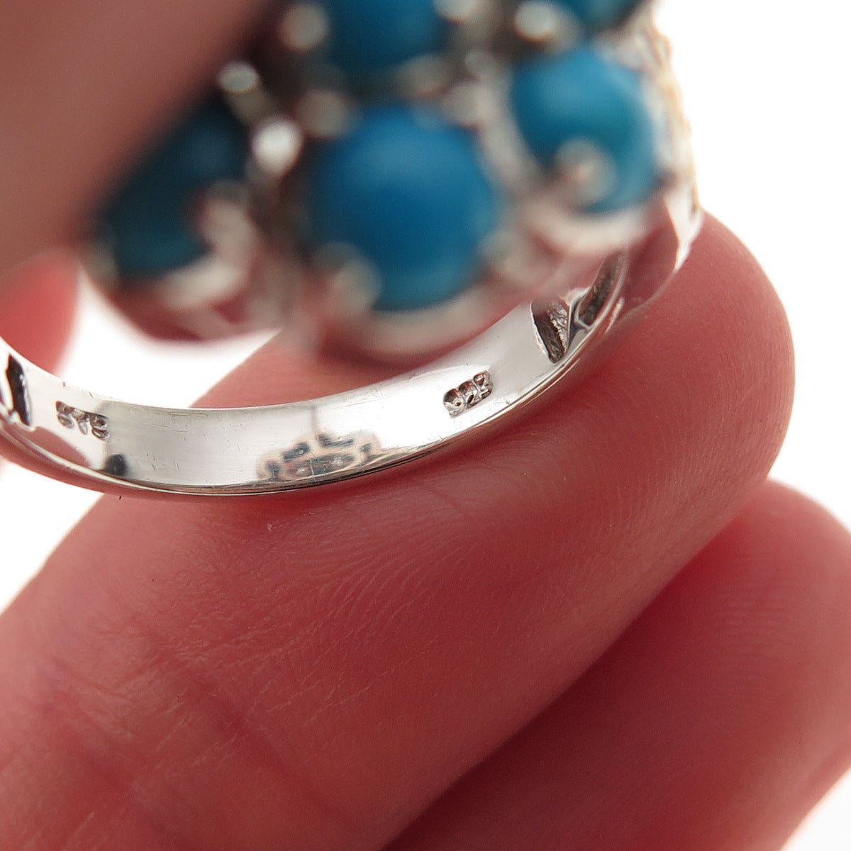 Chuck Clemency Sterling Silver 2-Tone Real Sleeping Beauty Turquoise Ring Size 8