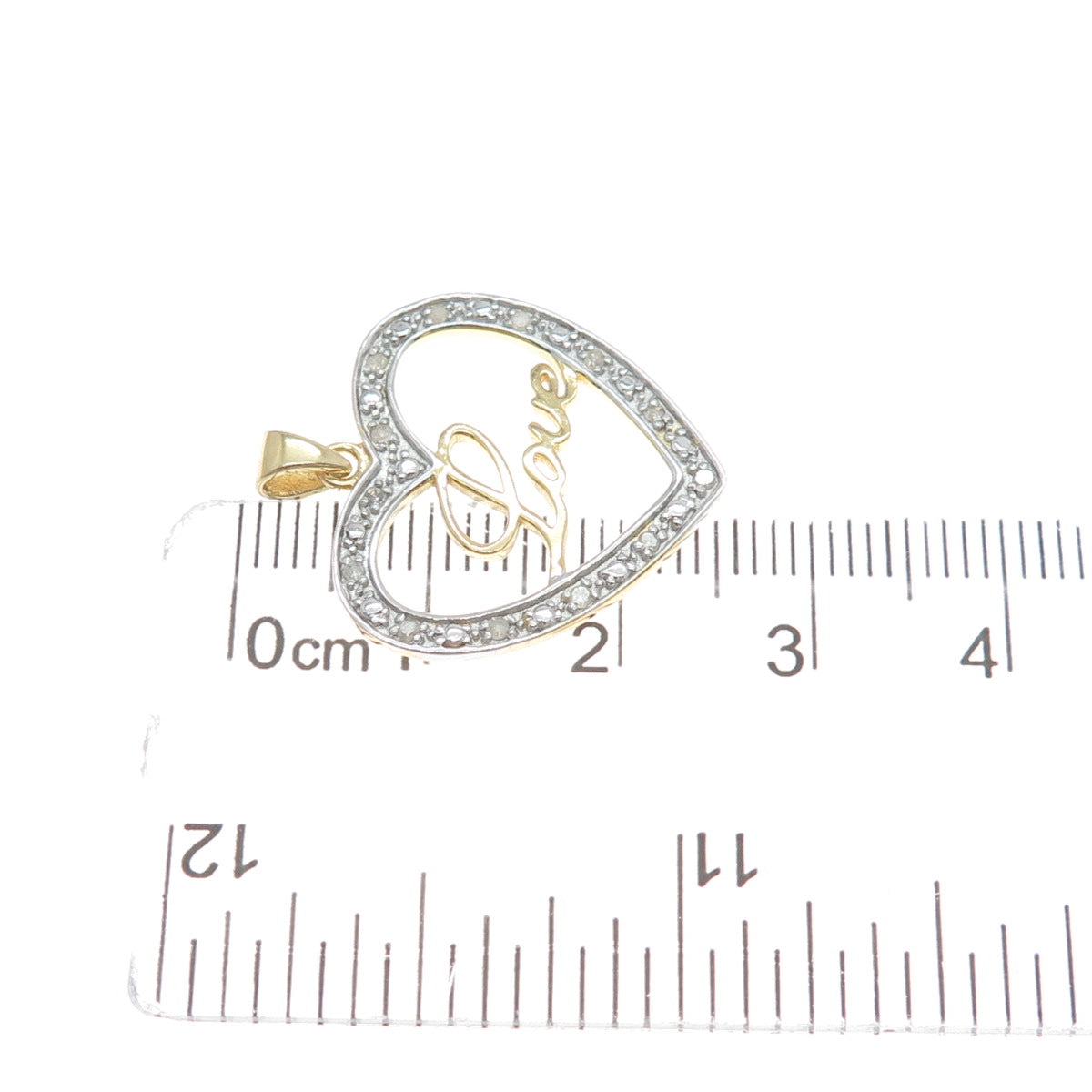 HAN 925 Sterling Silver Gold Plated Real Diamond Love Heart Minimalist Pendant