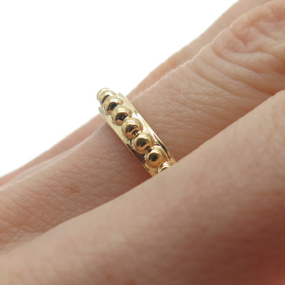 925 Sterling Silver Gold Plated Beaded Ring Size 7.25