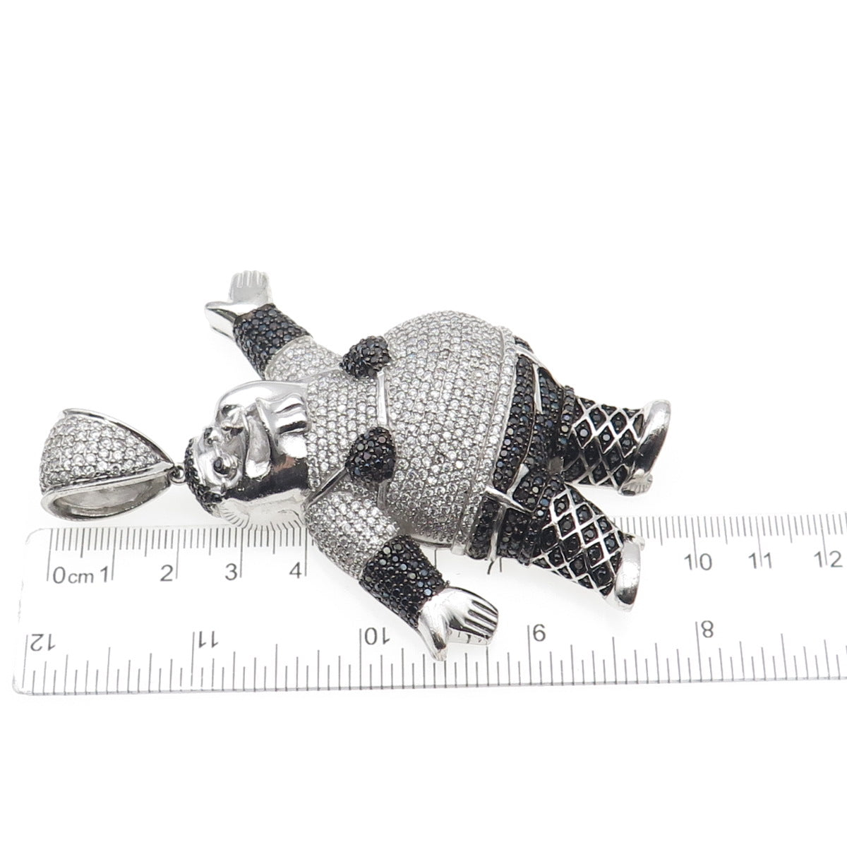 925 Sterling Black & White C Z Peter Griffin Family Guy Heavy 83.8g Pendant