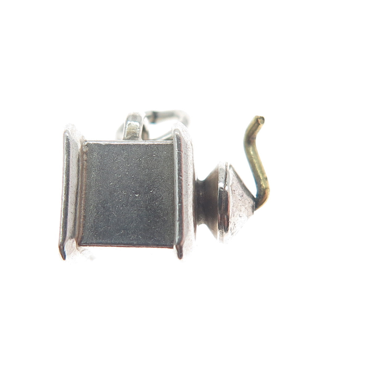 925 Sterling Silver Antique Art Deco Coffee Grinder Minimalist 3D Charm Pendant