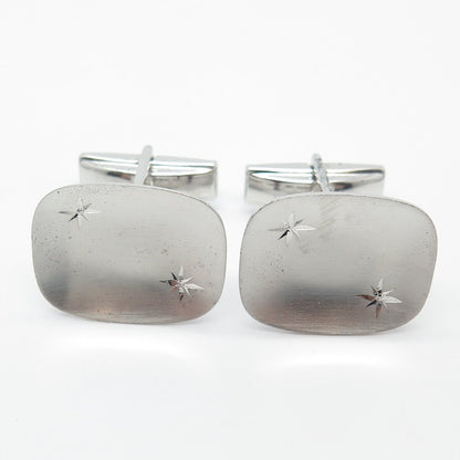 925 Sterling Silver Vintage Concave Rectangle Cufflinks