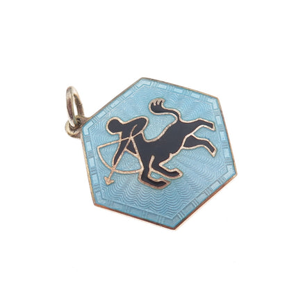 David Andersen Sterling Gold Plated Vintage Norway Enamel Sagittarius Pendant