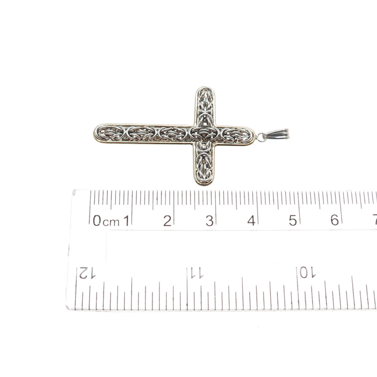 14K Gold 925 Sterling Silver Vintage Peru Byzantine Cross Charm Pendant