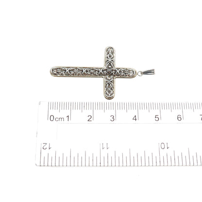 14K Gold 925 Sterling Silver Vintage Peru Byzantine Cross Charm Pendant