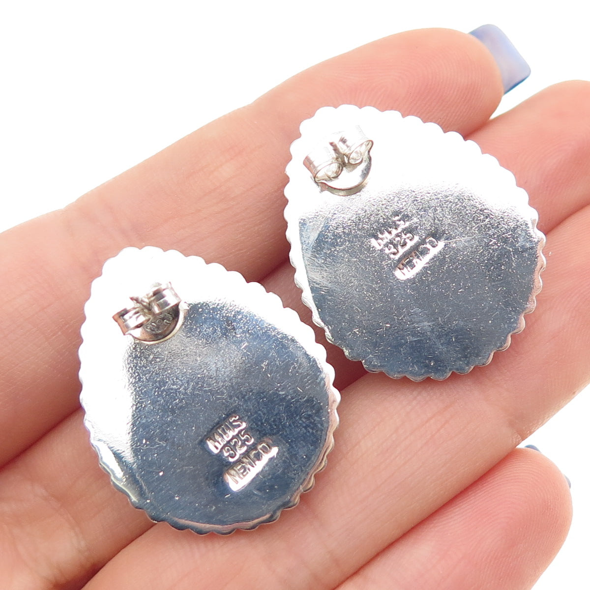 Mark Washerman Samara 925 Sterling Vintage Mexico Black Onyx Oxidized Earrings