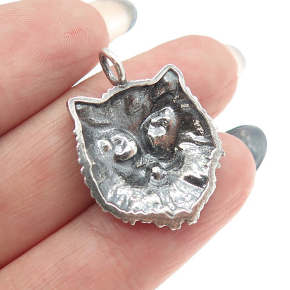 925 Sterling Silver Vintage Persian Cat Oxidized Charm Pendant