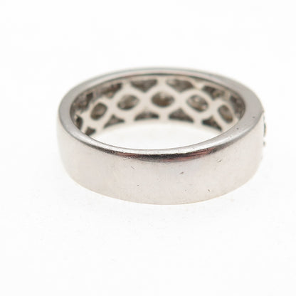 925 Sterling Silver 2-Tone Round-Cut C Z Braided Band Ring Size 7.25