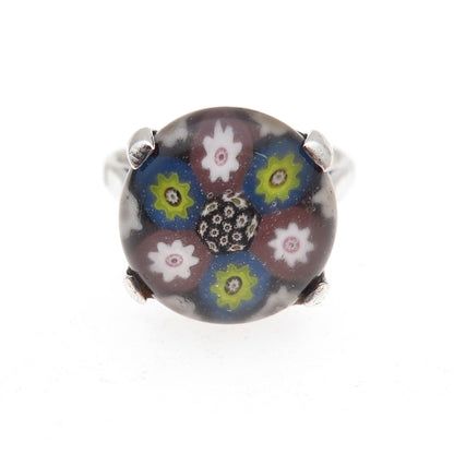 Caithness Glass 925 Sterling Vintage 1972 Birmingham Murano Glass Ring Size 6