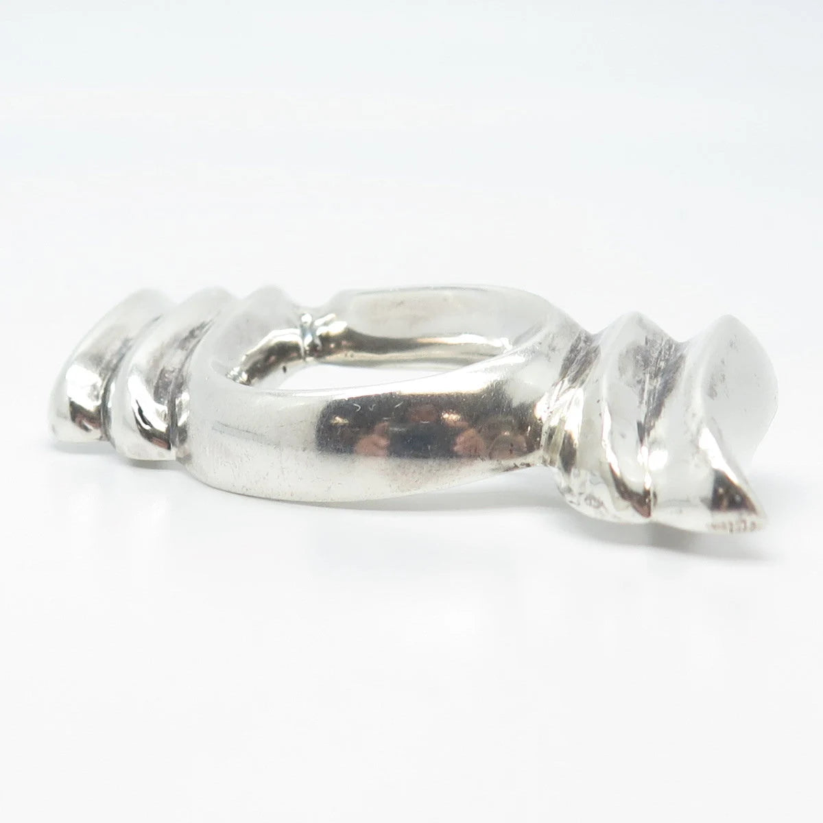 925 Sterling Silver Vintage Ribbed Modernist Pin Brooch