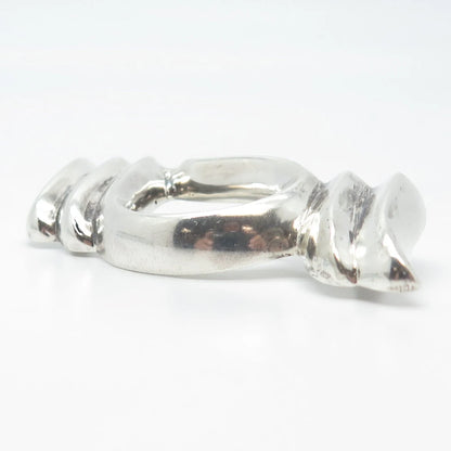 925 Sterling Silver Vintage Ribbed Modernist Pin Brooch