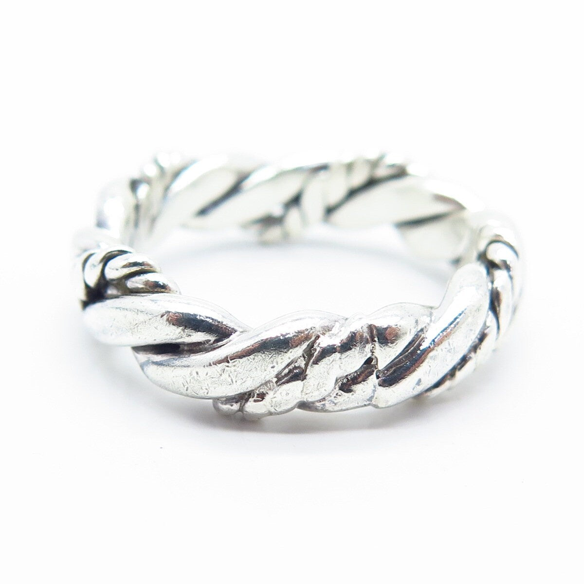 925 Sterling Silver Vintage Twisted Band Ring Size 9.75