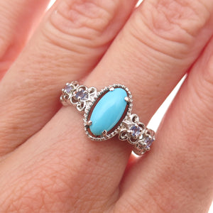 Chuck Clemency 925 Sterling Silver Real Turquoise & Tanzanite Ring Size 8