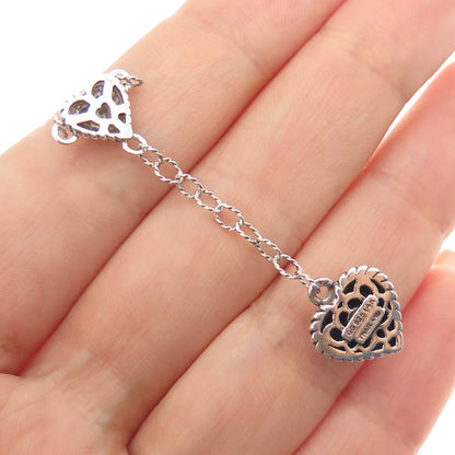 925 Sterling Silver 14K Gold Real Diamond Drop Heart Centerpiece Necklace Part