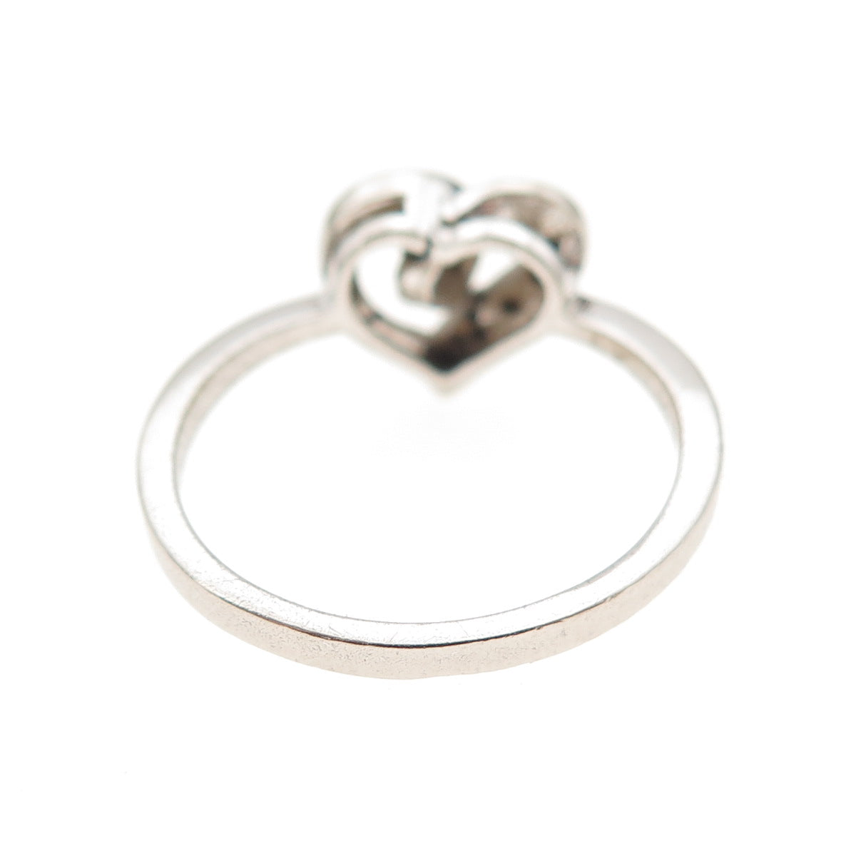 Charles Winston 925 Sterling Silver Real Round-Cut Diamond Heart Ring Size 7