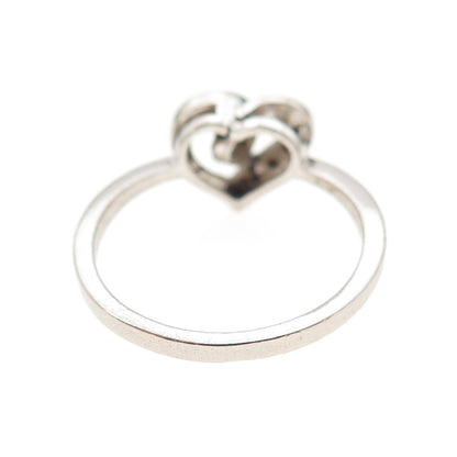 Charles Winston 925 Sterling Silver Real Round-Cut Diamond Heart Ring Size 7