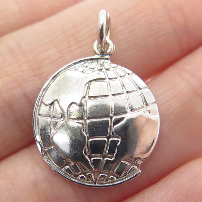 925 Sterling Silver Vintage Globe Pendant