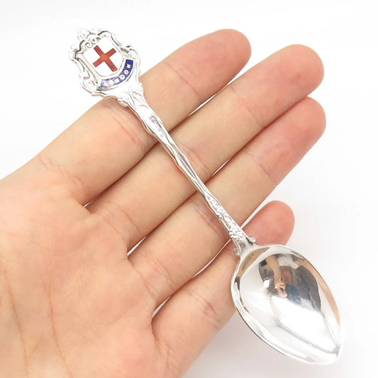 925 Sterling Silver Vintage Birmingham Enamel "London" Tea Spoon