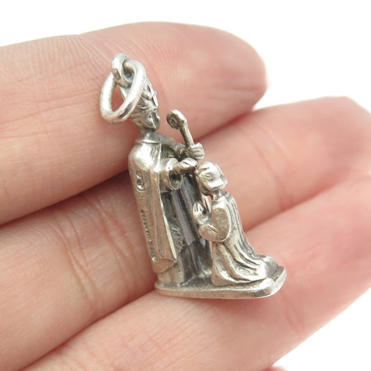 CREED 925 Sterling Silver Antique Catholic Confirmation Religious Charm Pendant