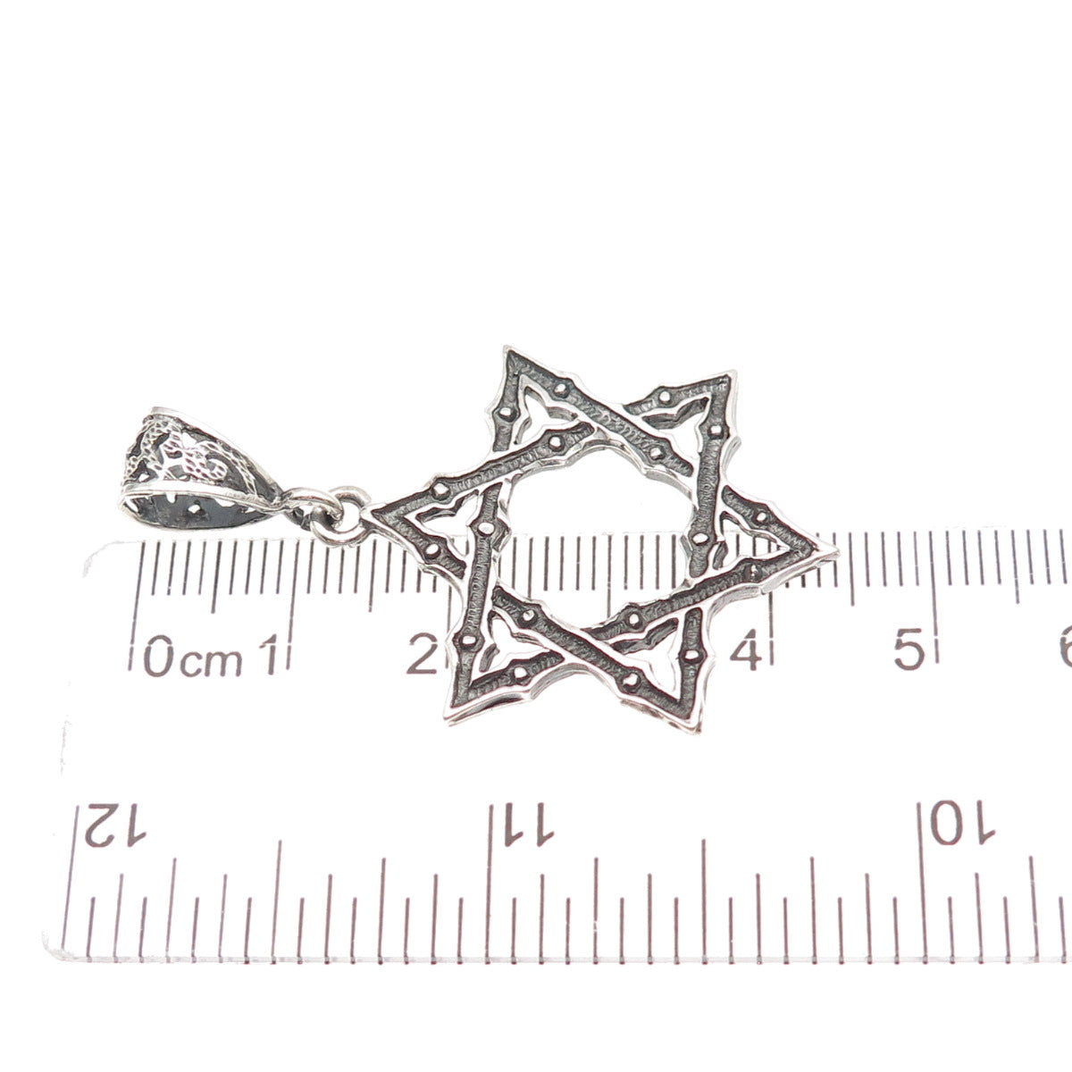 925 Sterling Silver Vintage Star of David Oxidized Charm Pendant