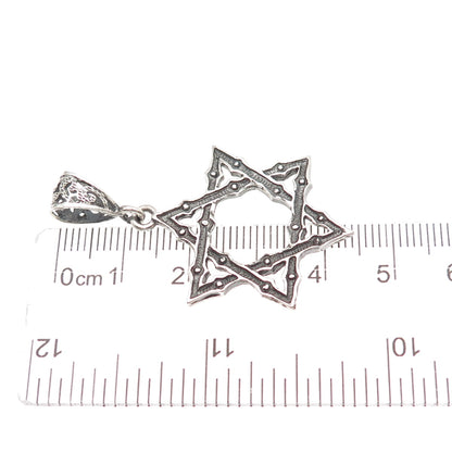 925 Sterling Silver Vintage Star of David Oxidized Charm Pendant