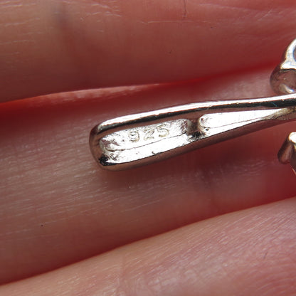 925 Sterling Silver Pear-Cut C Z Flower Charm Pendant