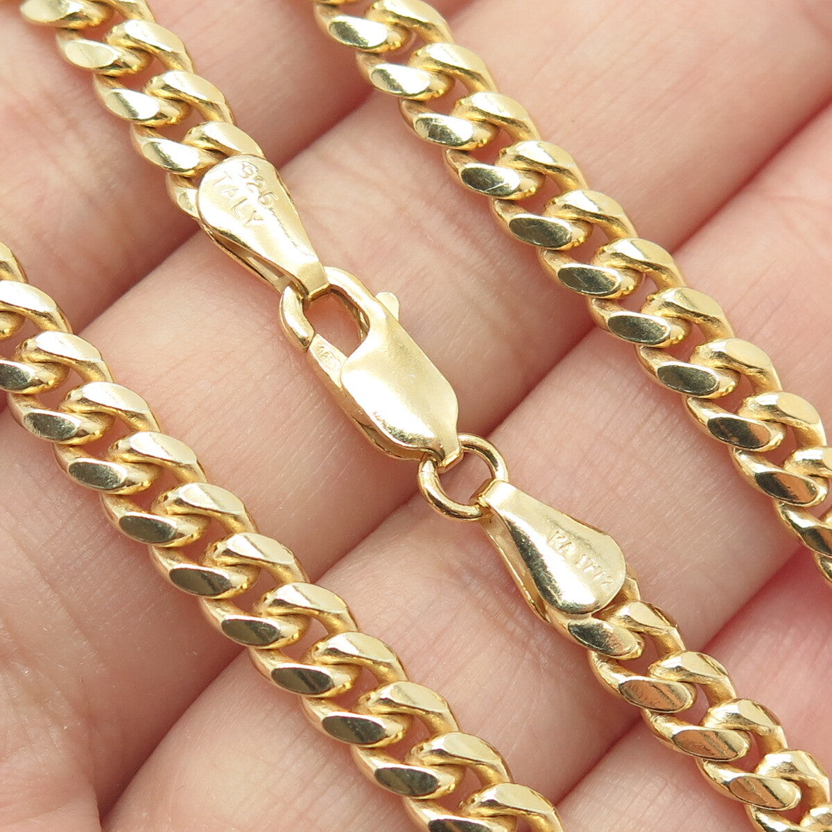KARIZIA SPA KA 1772 Sterling Silver Gold Plated Italy Miami Cuban Necklace 24"
