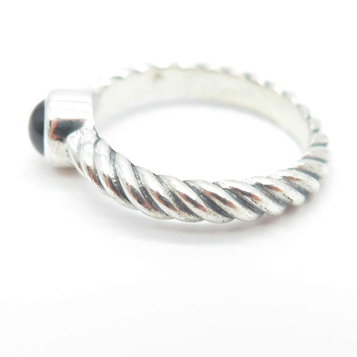 925 Sterling Silver Vintage Real Tourmaline Twisted Rope Ring Size 6.5