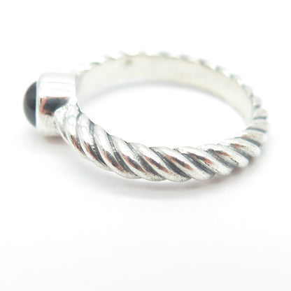 925 Sterling Silver Vintage Real Tourmaline Twisted Rope Ring Size 6.5