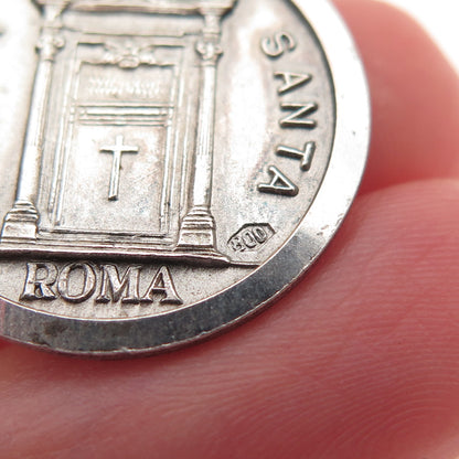 800 Silver Vintage Rome Italy Pope Paul VI St. Peter's Basilica Charm Pendant