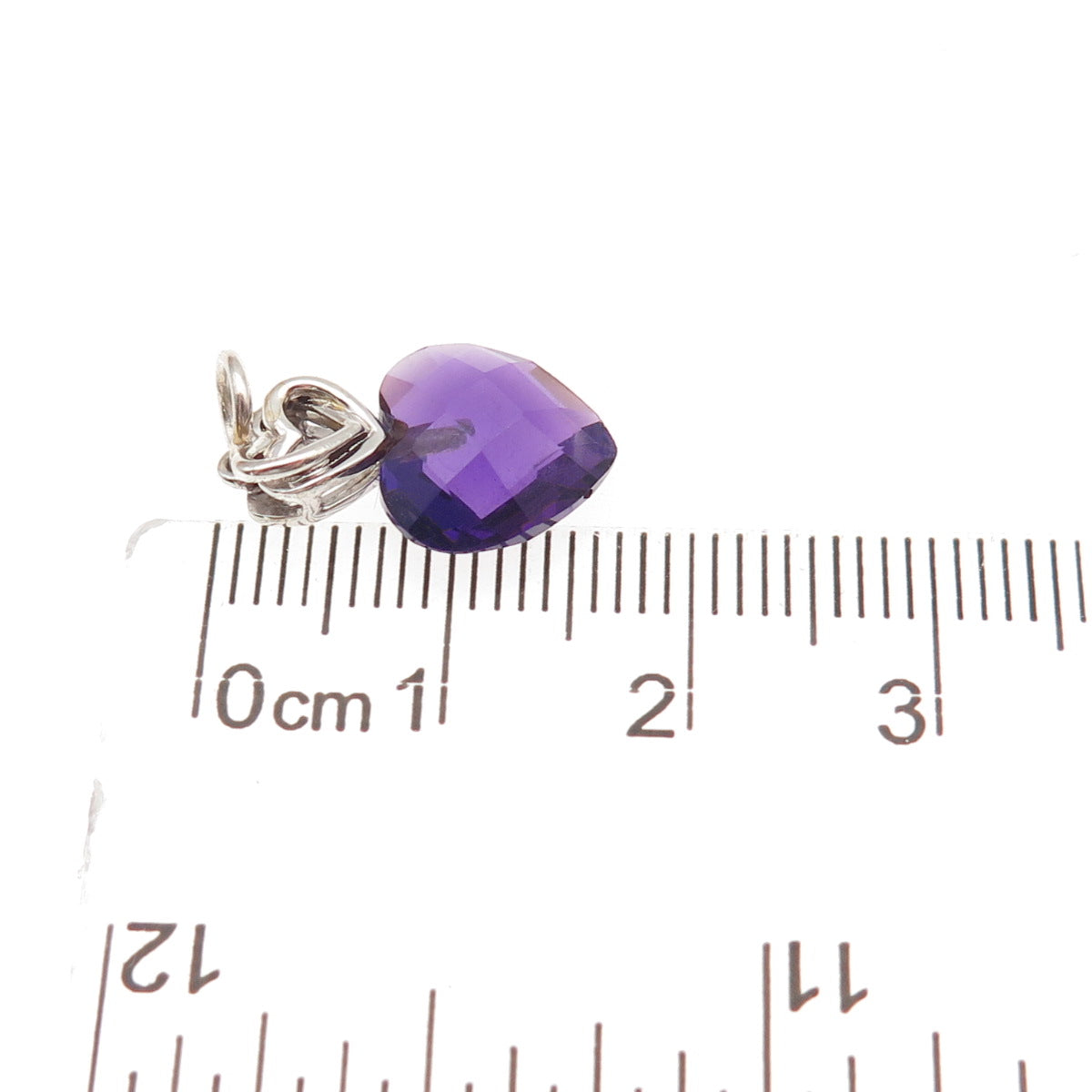 Sun 925 Sterling Silver Real Amethyst Heart Mini Charm Pendant