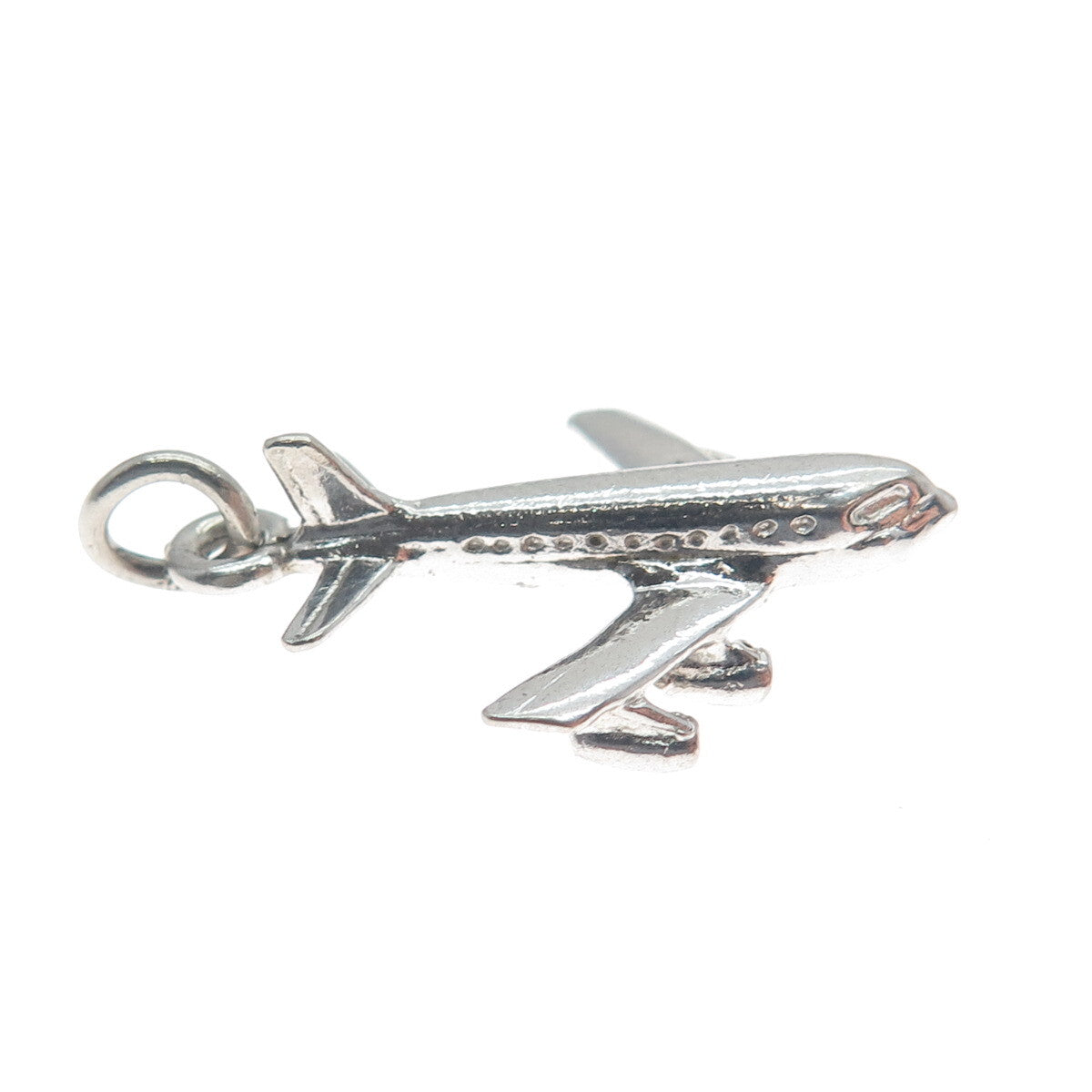 925 Sterling Silver Antique Airplane 3D Charm Pendant
