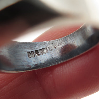 925 Sterling Silver 2-Tone Vintage Mexico Modernist Oxidized Ring Size 8