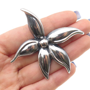 925 Sterling Silver Vintage Flower Oxidized Pin Brooch