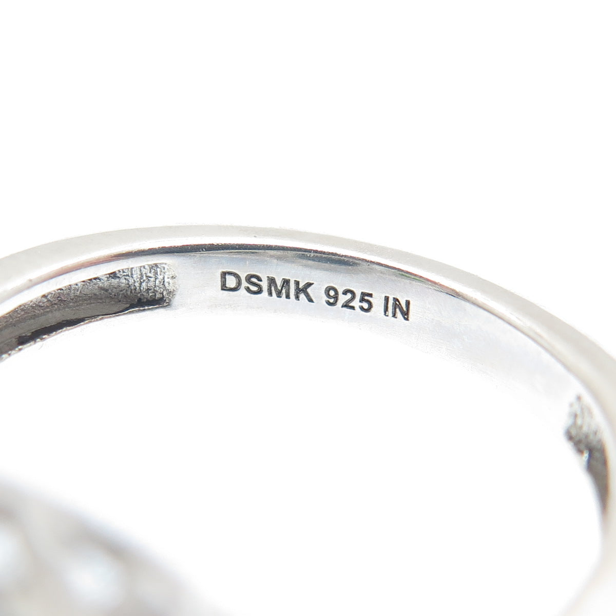 DSMK 925 Sterling Silver Real White & Blue Topaz Chrome Diopside Gem Ring Size 7