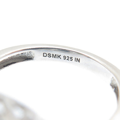 DSMK 925 Sterling Silver Real White & Blue Topaz Chrome Diopside Gem Ring Size 7
