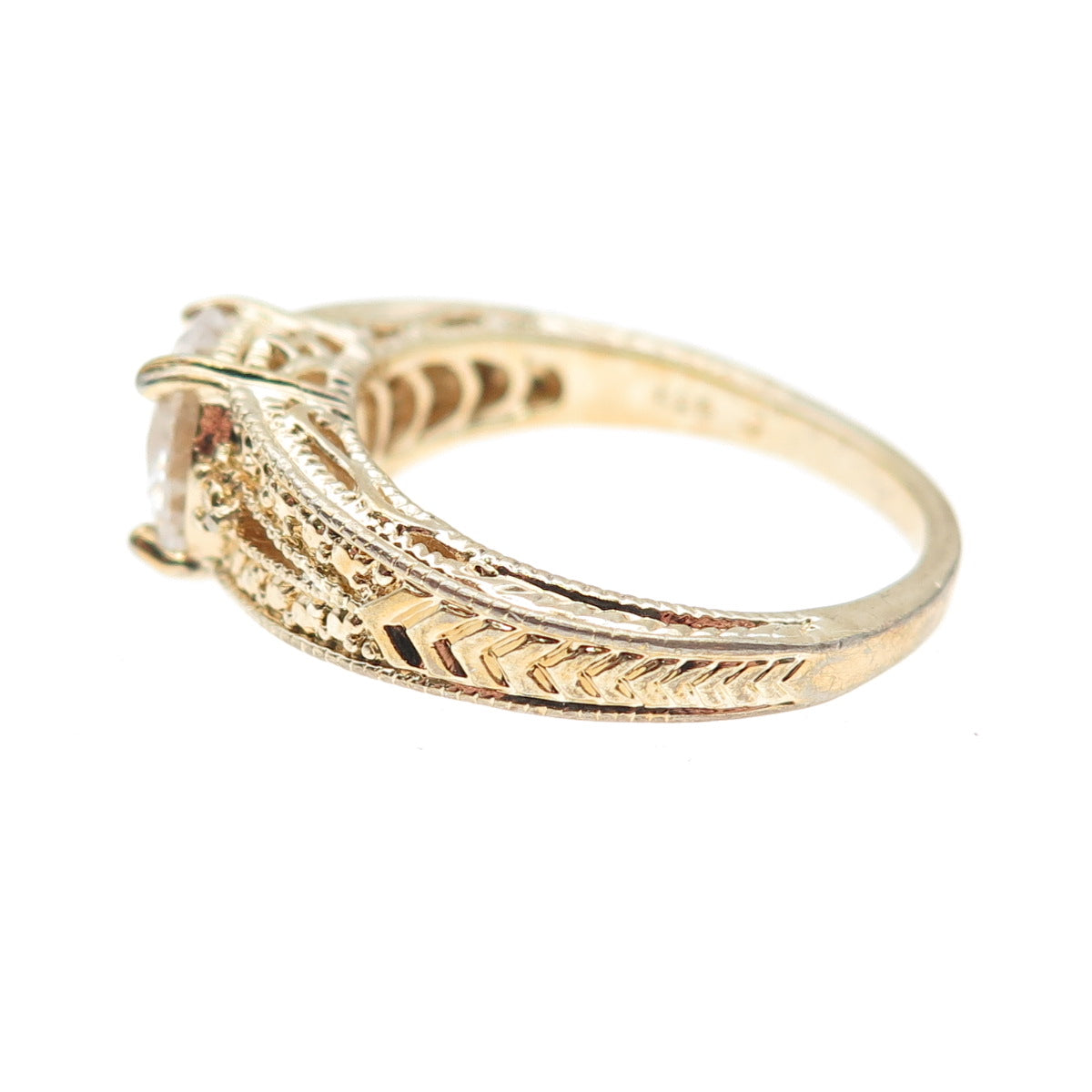 DIADEMA 925 Sterling Silver Gold Plated Round-Cut C Z Engagement Ring Size 8