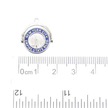 FRENCH & FRANKLIN 925 Sterling Silver Vintage NY Empire State Minimalist Pendant