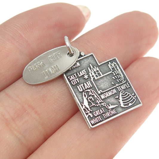 925 Sterling Silver Vintage "Utah" State Map Pendant