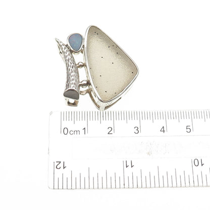 Whitney Kelly Sterling Silver Vintage Real Druzy & Opal Modernist Slide Pendant