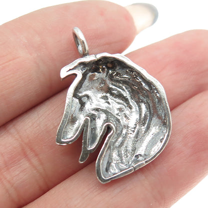 925 Sterling Silver Vintage Collie Dog Oxidized Charm Pendant