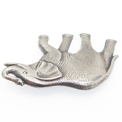 925 Sterling Silver Vintage Elephant Oxidized Pin Brooch